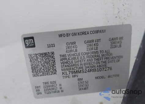 2024 Chevrolet Trailblazer Fwd Ls z USA, uszkodzony, nr VIN KL79MMS24RB107276